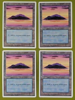 Island (C) x4 Fourth Edition 4th 4x Magic the Gathering MTG White Border - Image 1
