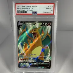 Charizard V PSA 10 Full Art 153/172 Swsh09: Brilliant Stars Pokemon TCG Holo - Image 1