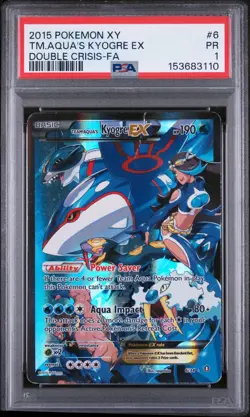 2015 POKEMON XY DOUBLE CRISIS #6 FULL ART/TEAM AQUA'S KYOGRE EX PSA 1 - Image 1