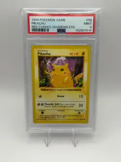 1999 Pokemon Pikachu Red Cheeks Shadowless 58/102 PSA 9 (Base Set) - Image 1