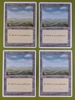 Plains (C) x4 Fourth Edition 4th 4x Magic the Gathering MTG White Border - Image 1