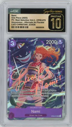 CGC Pristine 10 Luci Christian Autographed Nami Alternate Art Parallel OP09-070 - Image 1