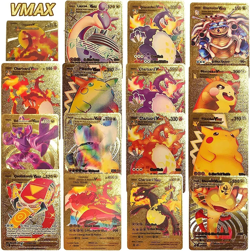 55PCS Pok Card Foil Gold Pack CARDS TCG GX Vmax GX Card Charizard Rare - Image 3