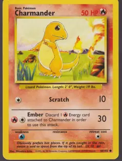 Charmander Common Base Set 046/102 Pokemon Trading Card TCG - Image 1