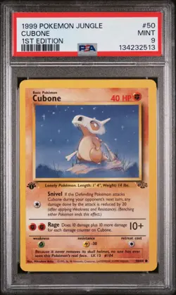 PSA Card MINT 9 1999 POKEMON JUNGLE 50 Cubone 1ST EDITION - Image 1