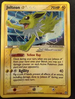 POKEMON JOLTEON 2007 GOLD STAR EX POWER KEEPERS HOLO FOIL 101/108 CARD - Image 3