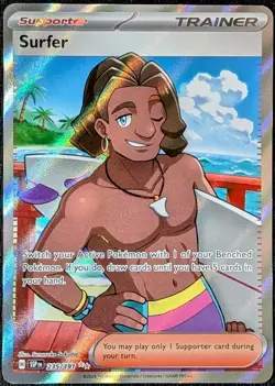 Surfer 235/191 Ultra Rare Full Art Trainer Surging Sparks Pokemon Card NM - Image 1