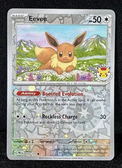🔥Eevee 074/131 (Reverse Cosmos Holo) 2025 STAMPED PROMO True Pokemon Treasure!B - Image 1