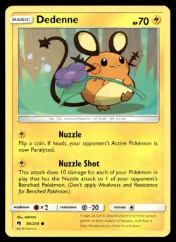 Dedenne (84) SM - Lost Thunder Common 84/214 2018 Pokemon TCG - Image 1
