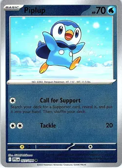 Piplup 027/094 Common Phantasmal Flames Pokemon Reverse Holo Near Mint - Image 1