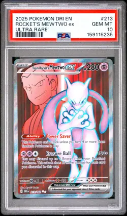 POKEMON TEAM ROCKET'S MEWTWO EX 213/182 S&V ULTRA RARE 2025 FULL ART PSA 10 - Image 1