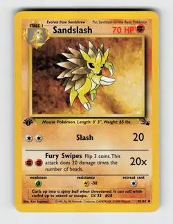 Sandslash 41/62 1st Edition Uncommon Fossil Pokemon 1999 Moderately Played - Image 1