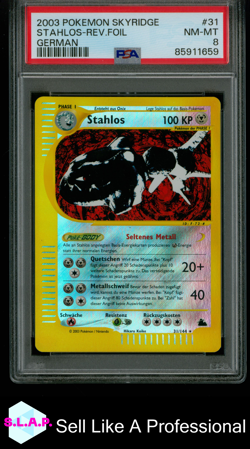 STAHLOS-REV.FOIL GERMAN POKEMON SKYRIDGE 2003 31 PSA 8 - Image 1