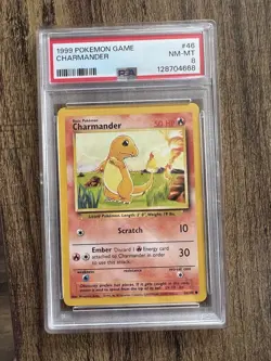 1999 POKEMON TCG BASE SET UNLIMITED #46/102 CHARMANDER PSA 8 - Image 1