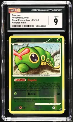 *POP 13* CGC 9 Caterpie Reverse Holo Great Encounters 63/106 Pokemon 2008 MINT - Image 1