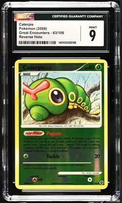 *POP 13* CGC 9 Caterpie Reverse Holo Great Encounters 63/106 Pokemon 2008 MINT - Image 1
