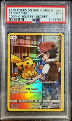 Pikachu 241/236 Secret Rare Full Art Pokemon Cosmic Eclipse 241 MINT PSA 9 - Image 1