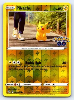 Pikachu (27) Reverse Holo Common Pokemon GO 027/078 NM - Image 1