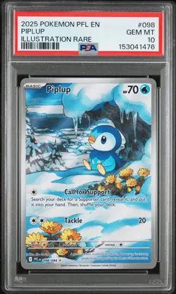 2025 POKEMON PFL EN-PHANTASMAL FLAMES ILLUSTRATION RARE #098 PIPLUP PSA 10 - Image 1