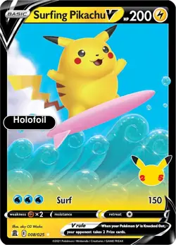Pokemon - Surfing Pikachu V - Holofoil [CLB - 008/025 Near Mint] - Image 1