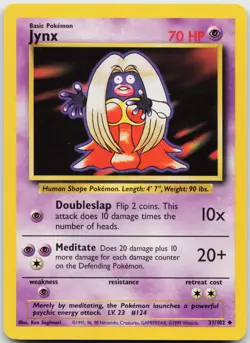 Jynx 31/102 Uncommon Base Set Unlimited Pokemon Near Mint - Image 1