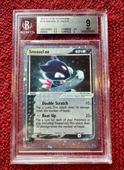 Pokemon TCG - Sneasel EX 103/109 - EX Ruby & Sapphire Holo Rare! Beckett BGS 9 - Image 1