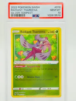 PSA 10 - 2022 POKEMON SWORD & SHIELD SILVER TEMPEST 016 RADIANT TSAREENA - Image 1