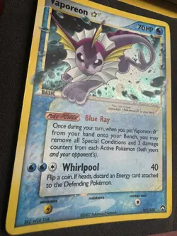 Pokemon Vaporeon Gold Star 102/108 Power Keepers Ultra Rare Holo - Image 2