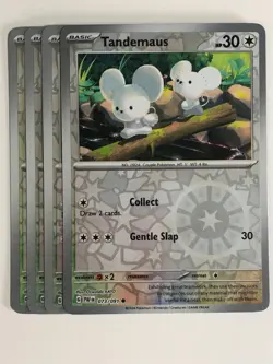 Pokemon TCG Paldean Fates 4x Playset Reverse Holographic Tandemaus 073/091 NM - Image 1