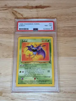 1999 Pokemon Fossil Zubat 57/62 PSA 8 NM-MT - Image 1