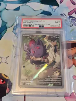 2025 POKEMON JOURNEY TOGETHER POKEMON CENTER ETB PROMO #189 N'S ZORUA PSA 9 - Image 1