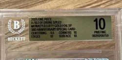 Monkey D Luffy Gold Op11 Bgs 10 Eng 3rd Anniversary SSP Op05-119 - Image 3