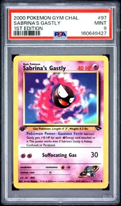 2 Cards Gym Challenge 55 + 97 Sabrina's Gastly and Haunter 1st Edition PSA 9's - Image 1