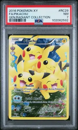 2016 POKEMON XY GENERATIONS RADIANT COLLECTION #RC29 FULL ART/PIKACHU PSA 7 - Image 1