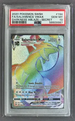 Pokemon Salamence VMAX 194/189 Darkness Ablaze Secret Rainbow Rare PSA 10 - Image 1