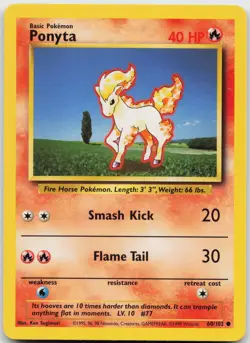 Ponyta 60/102 Common Base Set Unlimited Pokemon Near Mint - Image 1