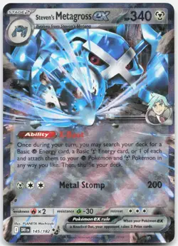 Steven's Metagross ex 145/182 Double Rare Destined Rivals Pokemon Holo Near Mint - Image 1