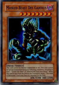 Yugioh Masked Beast Des Gardius TAEV-ENSE1 Limited Edition Super Rare NM - Image 1