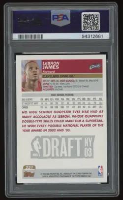 2003-04 Topps Rookie Collection Lebron James Cavs PSA 8 Card #221 - Image 2