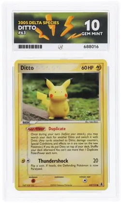 Pokemon EX Delta Species Ditto Pikachu 63/113 Gem Mint ACE 10 Perfect Subgrades - Image 2