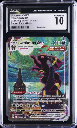 2021 POKEMON EVOLVING SKIES SECRET RARE - HOLO UMBREON VMAX CGC 10 GEM MINT - Image 1