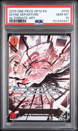 ONE PIECE DIVINE DEPARTURE 2025 OP10-ROYAL BLOOD #019 ALTERNATE ART PSA 10 - Image 1