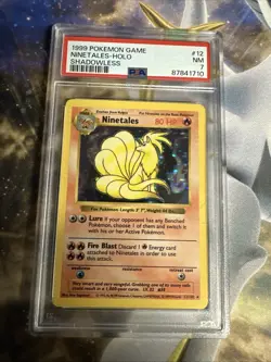 1999 Pokemon Base Set Shadowless Holo Ninetales #12 PSA 7 NM - Image 1