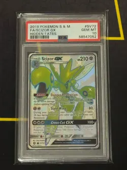 2019 Pokemon TCG Sun & Moon Hidden Fates Scizor GX Full Art PSA Gem Mint 10 - Image 2