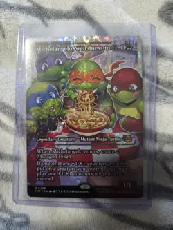 Michelangelo, Weirdness to 11 (Showcase) (Fracture Foil) TMNT MTG - Image 1
