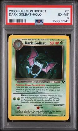 2000 Pokemon Team Rocket Dark Golbat Holo #7/82 PSA 6 New Certification - Image 1