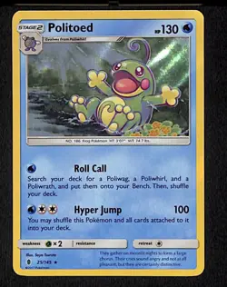 Politoed 25 Holo Rare Pokemon Guardians Rising 145 Holo 2017 - Image 1