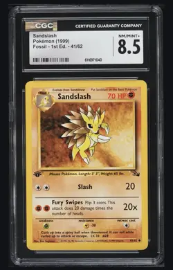 Pokemon Sandslash 41/62 Fossil 1st Edition Cgc 8.5 - Image 1
