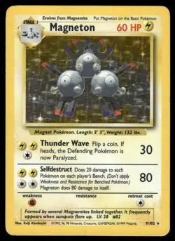 Pokemon Cards Magneton 9/102 Base Set Unlimited Holo Rare MP - Image 1