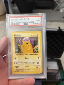 Pokemon TCG Pikachu Base Set Shadowless Red Cheeks 58/102 PSA 9 English 1999 - Image 1